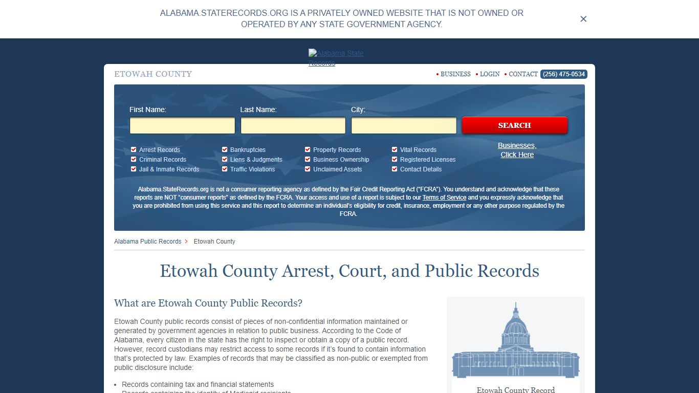 Etowah County Arrest, Court, and Public Records