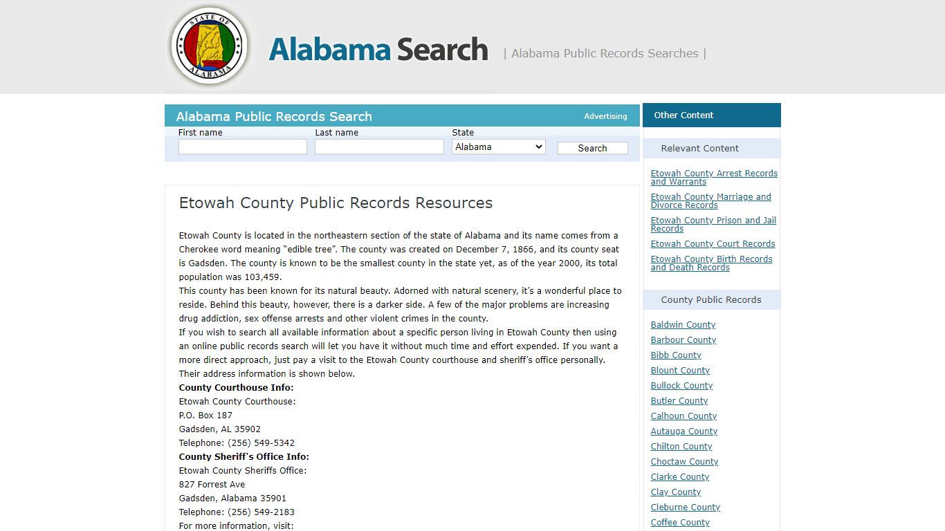 Etowah County Public Records Resources | Alabama - AL Search